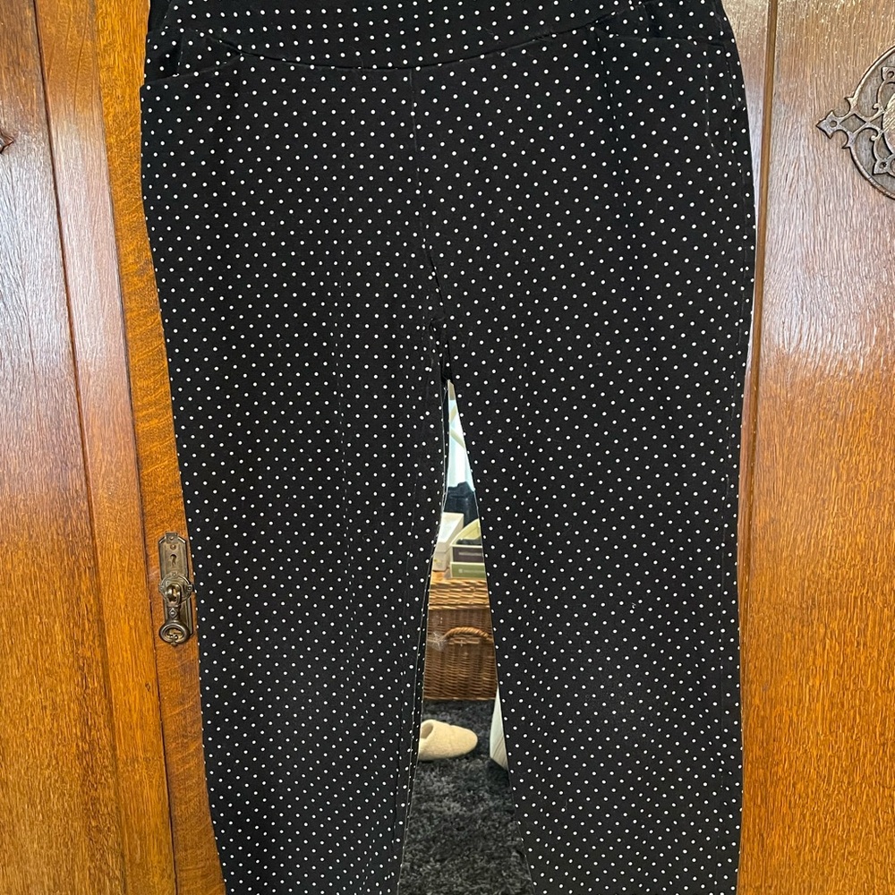 Investments Black Polka Dot Pull-on Capris